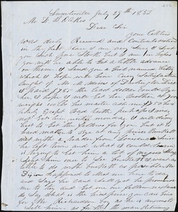 A. J. McElveen, Sumterville, S.C., autograph letter signed to Ziba B. Oakes, 29 July 1853