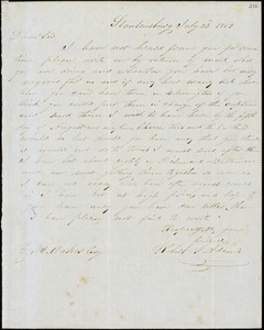 Robert S. Adams, Stantonsburg, N.C., autograph letter signed to Ziba B. Oakes, 22 July 1853