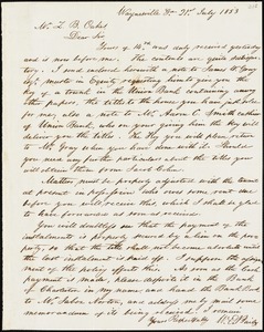 W. E. Bailey, Waynesville, Ga., autograph letter signed to Ziba B. Oakes, 21 July 1853