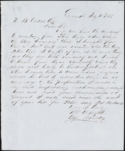 William Wright, Savannah, Ga., manuscript letter signed to Ziba B. Oakes, 15 July 1853