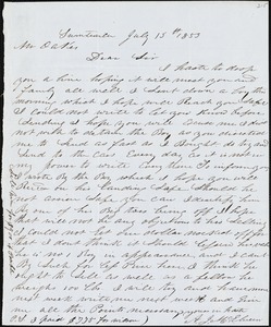 A. J. McElveen, Sumterville, S.C., autograph note signed to Ziba B. Oakes, 13 July 1853