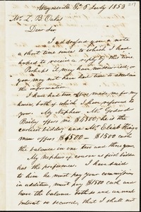 W. E. Bailey, Waynesville, Ga., autograph letter signed to Ziba B. Oakes, 6 July 1853