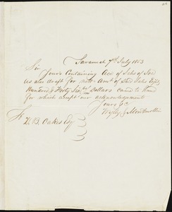 Wylly & Montmollin, Savannah, Ga., manuscript letter signed to Ziba B. Oakes, 7 July 1853