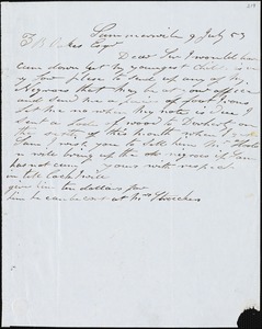 [Thomas Limehouse], Sumterville, S.C., autograph letter signed to Ziba B. Oakes., 9 July 1853