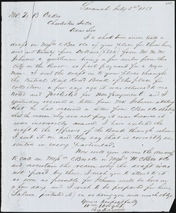 William Wright, Savannah, Ga., manuscript letter signed to Ziba B. Oakes, 3 July 1853