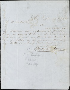 Wylly & Montmollin, Savannah, Ga., manuscript letter signed to Ziba B. Oakes, 8 March 1855