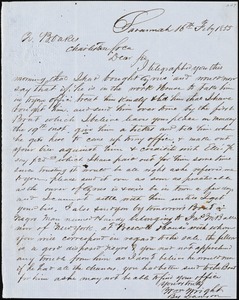 William Wright, Savannah, Ga., manuscript letter signed to Ziba B. Oakes, 16 February 1855