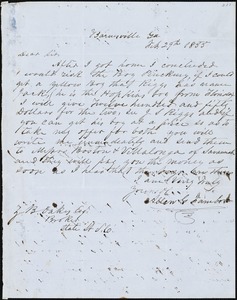 Allen G. Farnboro, Barnesville, Ga., autograph letter signed to Ziba B. Oakes, 29 February 1855