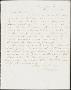 F. C. Barber, Augusta, Ga., autograph letter signed to Ziba B. Oakes, 12 March 1855