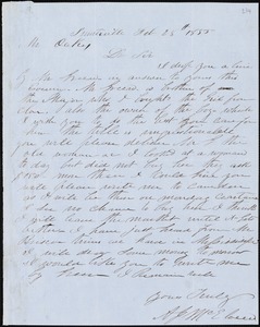 A. J. McElveen, Sumterville, S.C., autograph letter signed to Ziba B. Oakes, 28 February 1855
