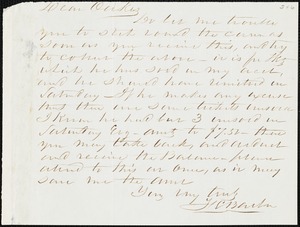 F. C. Barber, [Augusta, Ga.?] autograph letter signed to Ziba B. Oakes, [February 1855?]