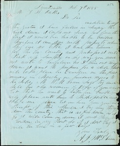 A. J. McElveen, Sumterville, S.C., autograph letter signed to Ziba B. Oakes, 7 February 1855