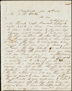 A. J. McElveen, Sumpterville, S.C., autograph letter signed to Ziba B. Oakes, 16 January 1855