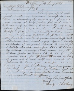 Bulgre & DeVane, Montgomery, Ala., manuscript letter signed to A.J. McElveen, 19 January 1855