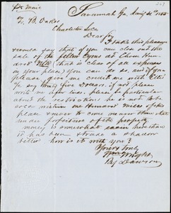 William Wright, Savannah, Ga., manuscript letter signed to Ziba B. Oakes, 31 January 1855