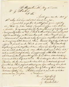 Venancio Sanchez, St. Augustine, Fla., manuscript letter signed to Ziba B. Oakes, 13 January 1855