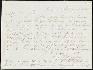 F. C. Barber, Augusta, Ga., autograph letter signed to Ziba B. Oakes, 10 January 1855