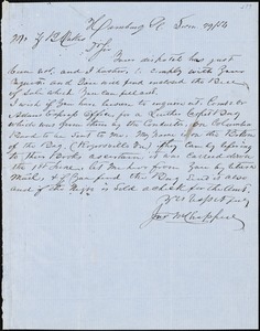 James M. Chappell, Hamburg, Tenn. [?], autograph letter signed to Ziba B. Oakes, 19 December 1854