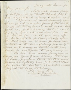 F. C. Barber, Augusta, Ga., autograph letter signed to Ziba B. Oakes, 23 December 1854
