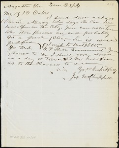 James M. Chappell, Augusta, Ga., autograph letter signed to Ziba B. Oakes, 22 December 1854