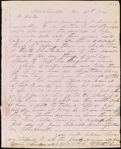 A. J. McElveen, Sumterville, S.C., autograph letter signed to Ziba B. Oakes, 20 December 1854