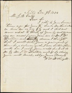 W. H. Knight, Santee, S.C., autograph letter signed to Ziba B. Oakes, 9 December 1854