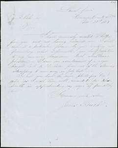 James Buck, Laurel Grove, [Va.?], autograph letter signed to Ziba B. Oakes, 23 November 1854