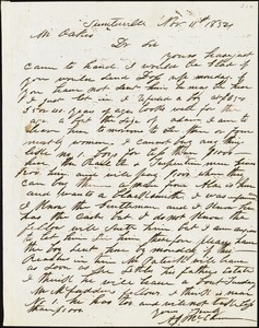 A. J. McElveen, Sumterville, S.C., autograph letter signed to Ziba B. Oakes, 11 November 1854