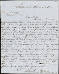 Scranton Johnston & Co., Savannah, Ga., autograph letter signed to Ziba B. Oakes, 16 November 1854