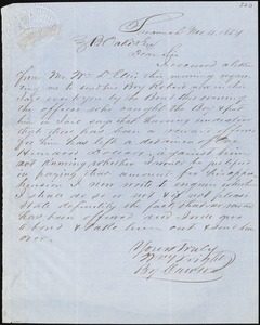 William Wright, Savannah, Ga., manuscript letter signed to Ziba B. Oakes, 4 November 1854