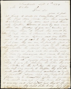 A. J. McElveen, Sumterville, S.C., autograph letter signed to Ziba B. Oakes, 1 September 1854