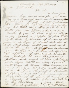 A. J. McElveen, Sumterville, S.C., autograph letter signed to Ziba B. Oakes, 23 September 1854