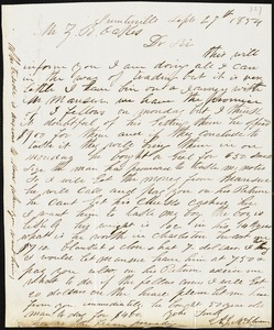 A. J. McElveen, Sumterville, S.C., autograph letter signed to Ziba B. Oakes, 29 September 1854