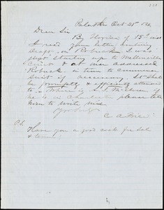 C.A. Price, Palatka, Fla., autograph note signed to Ziba B. Oakes, 27 October 1854