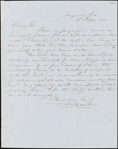 F. C. Barber, Augusta, Ga., autograph letter signed to [Ziba B. Oakes?], 18 September 1854