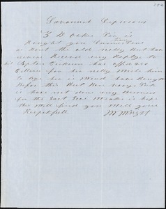 William Wright, Savannah, Ga., manuscript letter signed to Ziba B. Oakes, 15 September 1854