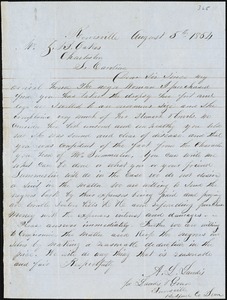 Landis & Green, Bedford Co., Rowesville, Tenn., manuscript letter signed to Ziba B. Oakes, 5 August 1854