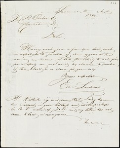 Edward Ludecus, Savannah, Ga., autograph letter signed to Ziba B. Oakes, August 1854