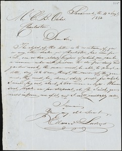 Edward Ludecus, Savannah, Ga., autograph letter signed to Ziba B. Oakes, 4 August 1854