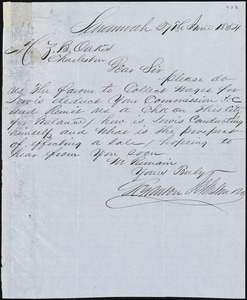 Scranton Johnston & Co., Savannah Ga., manuscript letter signed to Ziba B. Oakes, 27 June 1854