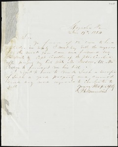 J.A. Summerville, Magnolia, Fla., autograph letter signed to [Ziba B. Oakes?], 19 June 1854