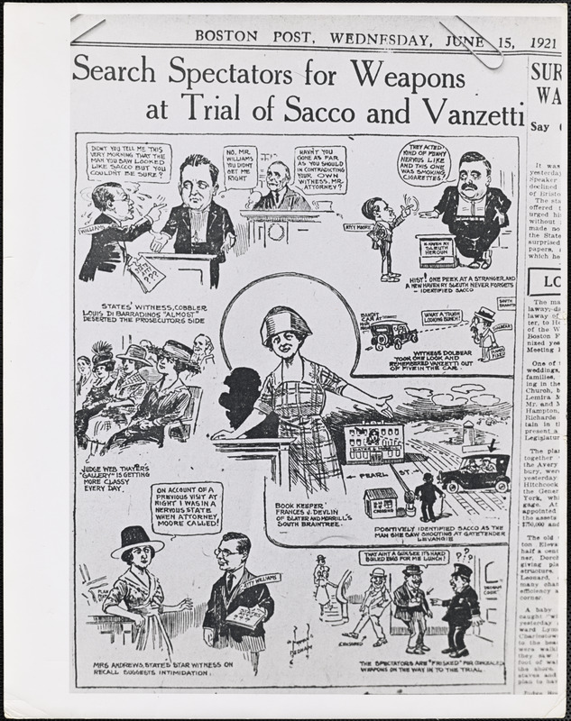 Search spectators from weapons at trial of Sacco and Vanzetti
