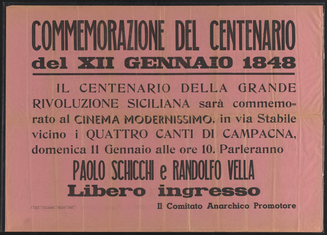 Commemorazione del centenario del XII Gennaio 1848