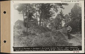 Harold C. Parker, barn, Rutland-Holden Sewer near Station 362+00, looking north along center line, Holden, Mass., Jun. 6, 1933