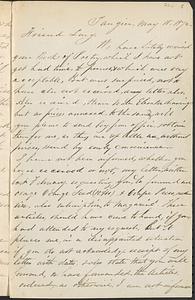 Letter from Thomas F. Cordis to John D. Long, May 15, 1872