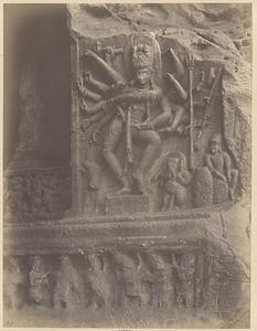 Sculpture of eighteen-armed Shiva in Cave I, Badami, Bijapur District
