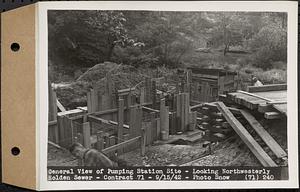 Contract No. 71, WPA Sewer Construction, Holden, general view of pumping station site, looking northwesterly, Holden Sewer, Holden, Mass., Sep. 15, 1942