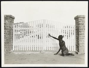 His Pleading Ignored. Lepers often crawl on their hands and knees to the gate of the American Presbyterian Mission Hospital at Bibanga, begging for admittance. They are turned away from the regular hospital for fear of endangering other patients. Sometimes they die at the gate.
