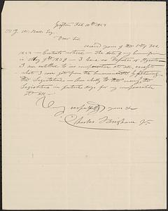 Grafton - Letter from Charles Bingham Jr. to John A. Bolles, February 10, 1843