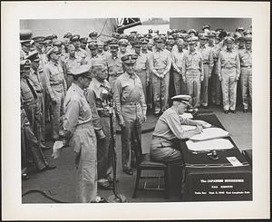 Adm Nimitz signs surrender on USS Missouri